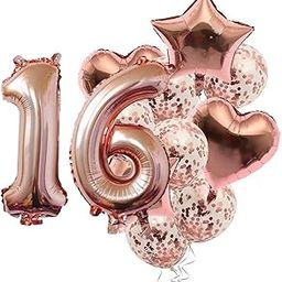 Pop The Party Nylon 16Th Number Balloon With 16 Digit Balloon For Including Star, Heart And Confetti Balloons, Multicolor, 14 Pcs-image-47