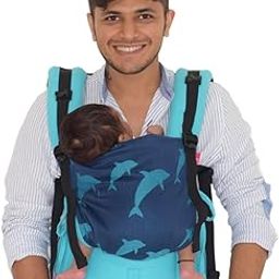 A Anmol Baby Ergonomic Adjustable Baby Carrier Flexy - Premium 100% Handwoven Cotton Newborn to Toddler - 1 Day to 4 Years, 4 Ways to Carry, ASTM Tested, 3-20kg (Dolphin Torquoise)-image-41