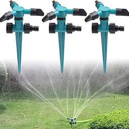 HASTHIP® 3pcs Garden Sprinkler, 360° Rotating Irrigation Sprinkler,Three-Outlet Lawn Sprinkler Adjustable Jetting Angle, 3000 Sq.Ft Coverage,Gardening Watering Systems-25
