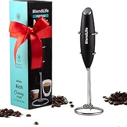 Handheld Milk Frother | Battery-Operated Stainless Steel Mixer with Stand | Perfect for Milk, Coffee, Lattes, Cappuccinos, Frappes, Matcha & Hot Chocolate | Versatile Egg Beater | Black-81