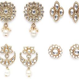 Set of 4 Handcrafted Kundan Earrings Combo for Women (33010326)-15