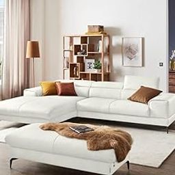 Fabrique Hembrella 6-Seater L-Shape Suede Fabric Sofa Set With Ottoman (Rhs) | Modern, Luxurious, And Comfortable Furniture For Home Office, Guests, And Living Room | Natural White, 6 Seater-image-6