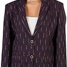 Women's Ikat Cotton Tie and Dye Single Breast Two-Button Blazer-image-84