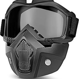 Goggle Mask Anti Scratch UV Protective Open Face & Eyewear Windproof Dirt Shield Adjustable Strap Soft Foam Padded Detachable for Cycling Bike Off Road Racing Riding Unisex (Black) (Black)-image-93