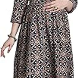 Women's Cotton Jaipuri Jaipuri Printed Maternity Gown with Zipper for Women for Pre & Post Pregnancy & Easy Breastfeeding (JOPLJPR215-Navy Blue & Red-P)-image-45