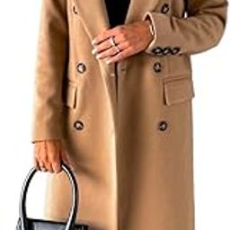 Womens Long Wool Coat Double Breasted Trench Coat Fall Winter Clothes-22