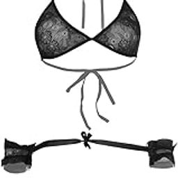 Women's Sexy Lace Blindfold Bra and Panty Lingerie Set Free Size-image-10