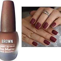 Coffee Woody Brown Matte Nail Polish Waterproof,Long Lasting and Quick Drying | Chocolate Brown Ice Matte Shade-image-57
