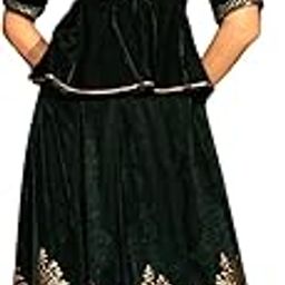 The Sunehri Green Zari Embroidered Velvet Top & Skirt Set With Sequins & Lace-image-41