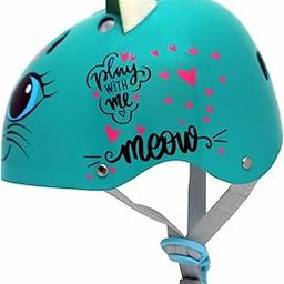 STREETJAM Kids Cycle Helmet Kitty Cat Open Face, Hard PP Outer Shell, EPS Inner Comfort Liner case, Adjustable Strap with Adjuster Dial, Skating, Sports (8-13 Years, Burn Green)-1