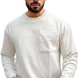 Maniac Mens Solid Round Neck Full Sleeve Light Blue Coarse Knit Sweatshirt-image-4