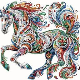 TREXEE 5D Special Shape Diamond Art Kits for Kids, Beginners, DIY Diamond Painting Kits for Adults Horse Painting, Crystal Rhinestones Diamond Painting for Home Wall Decoration Gift (12×12inch)-image-70