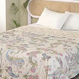 SWIKON STAR Double Bed Cotton Dohar Blankets for Monsoon | 225x 240CM, 150GSM Ac Dohar Blankets for Winter| Floral Pattern Quilt Duvet/Dohar/Comforter/Quilt | All-Season Blanket-image-104