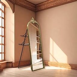 CORSICA DESIGNS Aluminium | Full Length Victorian Arched Mirror | Rust-Resistant & Shatterproof Wall Mirror | Living Room, Bedroom & Dressing (Glam Gold with Stand, 5X2Ft)-17