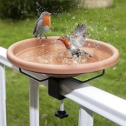 Hanizi Bird Bath Bowl Spa Deck Mounted with Heavy Duty Sturdy Clump-29