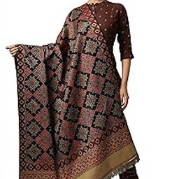 Ravaiyaa - Attitude is everything Women's Ultra Soft Wool Cashmere Blended Shawl with Foulard Weave (100 x 200 cm) (Black)-image-82