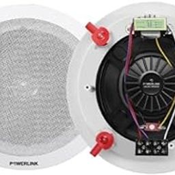 Powerlink 9-Inch 20-Watt Wired in Flush Mount Ceiling Speakers for Office, Gym, Kitchen, Home Theater, Covered Porches (White)(Metal Grill)(with LMT) (2)-29
