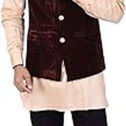 Men's Solid Brown Velvet Nehru Jacket-picture-24