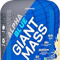 ALPHABLUE Giant Mass Protein Powder 3KGS Kesar Kulfi Flavor 19.5g Protein 96g Carbohydrates 3000mg Creatine Monohydrate Mass Gainer Formula for Muscle Building 30 Servings per Container | bodybuilders-image-58