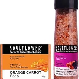 Soulflower Orange Carrot Soap Lavender Bath Salt Enriched with Himalayan Pink Rock Bath Salt-image-89