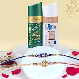 VOKKA Rakhi Gift for Brother – 2 Unisex Deodorants 150ml Each Travel Vibes + Office Vibes with 2 Rakhis | Dark Blue Evil Eye & Pearl Petal Rakhi | Raksha Bandhan Combo Set for Bhaiya & Bhabhi-image-80