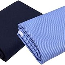 Men's Cotton Unstitched Shirt & Trouser Fabric Combo Set (Navy Blue/Sky Blue; Free Size)-image-33