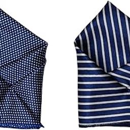 Men’s Pocket Square Combo – Navy Blue with White Stripes & Navy with Micro Checks – Elegant Satin Handkerchiefs for Suits & Blazers-image-47