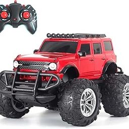 Popsugar Off Roader Rechargeable Remote Control Car | RC Car Monster Truck | 4 Headlight Modes | Lithium Battery | C-Type Charging | Remote Control Car for Kids | Made in India, Red-13