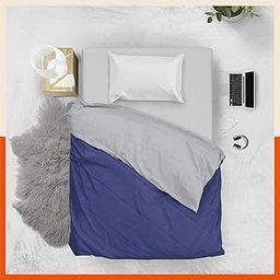 Bathla Siesta ELVA Reversible Microfiber Comforter/Blanket/Quilt/Duvet for Home with Ultra-Soft Fabric Cover & Siliconised Fill | Single – Navy & Grey - 200 GSM-image-86