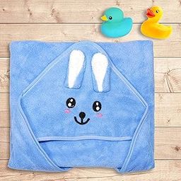 Little Boo Hooded Baby Towel - Premium Soft Baby Bath Towel for Bathtub for Newborn, Infant - Ultra Absorbent, Natural Baby Stuff Towel for Boy and Girl (Elephant, Bear, Kitty & Puppy) (Blue))-image-26