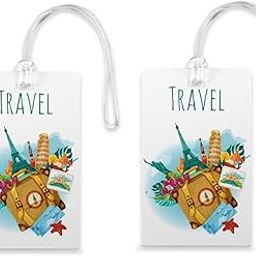 Rhymex World Landmark Travel Luggage Tags | Set of 2 Printed Bag ID Tags with Eiffel Tower, Statue of Liberty & Suitcase Design | Waterproof | Multicolor-image-86