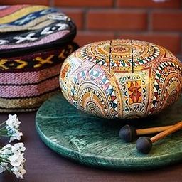 Mazra Trader Drum | Untuned | Musical Instrument | Joyful Rhythm for Meditation & Yoga | Brass Drum | Sacred Sound | Peace & Bliss | Musical Education | Gifting | 6 Inches Diameter.-image-42