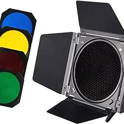 MERISHOPP®Flash Barndoor Accessory Studio Professional 40cmx40cm Stable Honeycomb Grid|Cameras & Photo | Light Controls & Modifiers |4 Color Gel Filter-image-49