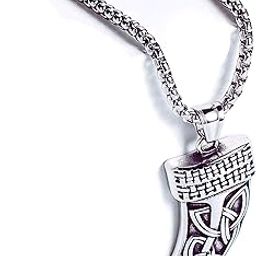‘The Alpha Code’ Collection Stainless Steel Antique Silver Finish 'Valhalla Blade' Viking Knife Shaped Hip-Hop Pendant Necklace With Chain For Men And Boys (NK1417) 1 Pc-image-84