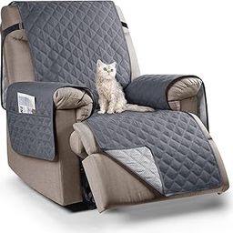 TAOCOCO Recliner Chair Cover - Waterproof 1 Seater Sofa Protector, Anti-Slip Armchair Cover With Pockets for Pets (Dark Grey)-image-86