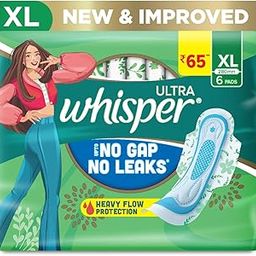 Whisper Ultra Upto No Gap No Leaks Sanitary Pads, 6 XL Pads, For Heavy Flow Protection, With CURVEWEAR™ Technology, Cotton Like Softness, Disposable Wrapper, Locks Odour & Wetness-picture-27