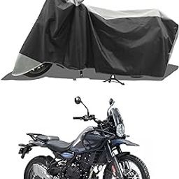 ROMEIZ - Scooty - Bike Cover for New RE Himalayan 450 Bike Cover with Water-Resistant and Dust Proof Premium 190T Fabric_White Stripe-image-8