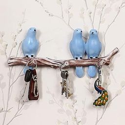 eCraftIndia 3 Blue Birds Sitting on Tree Branch Decorative Key Holder-image-8