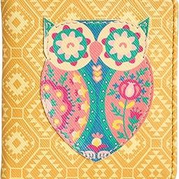 Women's Mini Wallet| Classics Owl Collection| Vegan Leather Rectangle Wallet| Ladies Purse with Button Lock & Zipper Closure for Coins|Card & Currency Slots with Transparent ID Window-Yellow-38