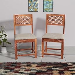 Indoplaza Sheesham Wood CNC Dining Chairs Set of 2 Multipurpose Dining Room Furniture Wooden Seating Dinner Chairs with Cushion for Study Room Home and Office (CNC with Cushion, Teak Finish)-image-22