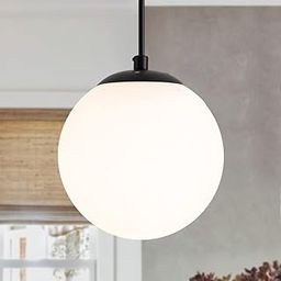 VRCT White Globe Hanging Light for Kitchen Island, White Frosted Pendant Lights for Dining Table (Single Ball 2 Pcs)-image-3