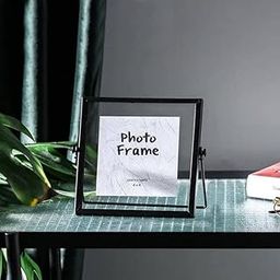 Enhabit Edge Square Photo Frame for Table | Table Top Photo Frame with Stand | Durable Metal Frame and Glass | Locket Closure | Matte Finish - Black (4 Inch x 4 Inch)-13