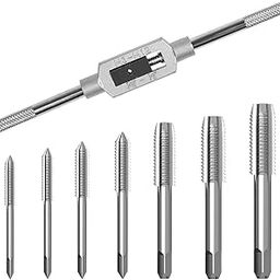 Up to Date Products & Tools 8pcs Metric Thread Machine Taps Set, Hand Screw Thread Plug Taps M3 M4 M5 M6 M8 M10 M12 with Adjustable Tap Wrench 1/16-1/2''-picture-7