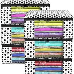 Polka Dot Clothes Storage Organiser Box Set, 4 Pack, for Lehenga Saree Kurties Dresses-image-75