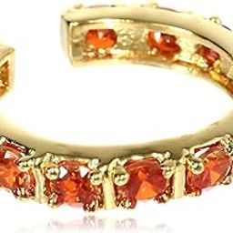 Girl's Fancy Gold Plated Band Ring With Multiple Square Orange American Diamonds, 2-image-7