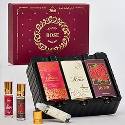 Dukhni Rose Attar Oil Set | Authentic Arabic Fragrance Oils 3pc x 6ml | 100% Pure, Alcohol-Free Original Gulab Attar Blends | Best gift for men & women, Ramadan gift, Islamic fragrance-49