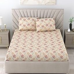 Bombay Dyeing Double Bedsheet Cotton 144 TC Premium Bedsheet & 2 Pillow Covers, Double, 224 X 254 Cms, Fade Less Colors, 2006 - Pink-image-34