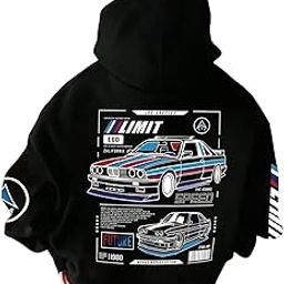 Limit Casual Zipper Hooded Sweatshirt with Car Print and Drawstring,Long Sleeve-image-4
