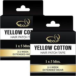 Woolip Hair Patch Tape. Ultra Super Strong Hold, 1 Inch Cotton Material, Double Sided, and Waterproof - Pack of 2 (Yellow - 5M)-image-121