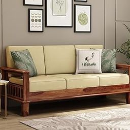 SHREE NATH JI CRAFT HOUSE Solid Sheesham Wood 3 Seater Modern Sofa for Living Room | Honey Finish-4